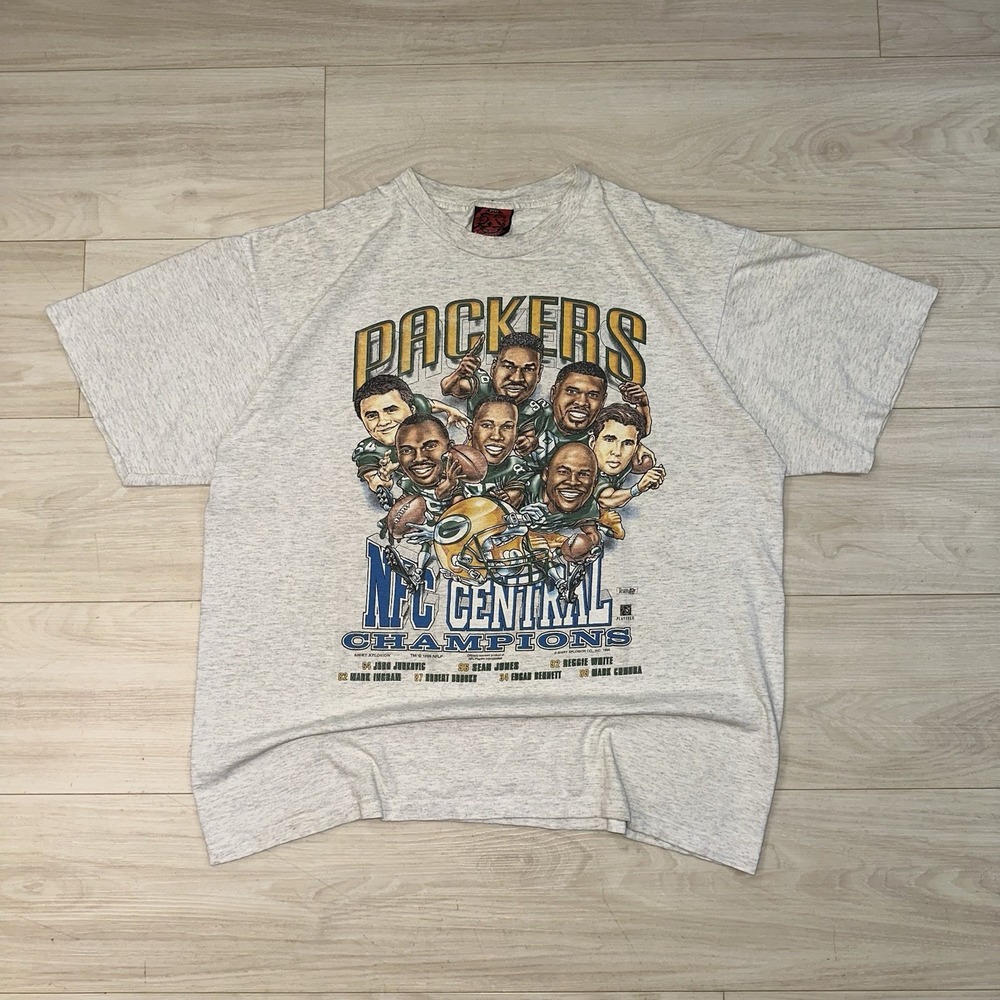 Vintage Green Bay Packers Caricature NFC‎ Champions Shirt Mens L Explosion 90s